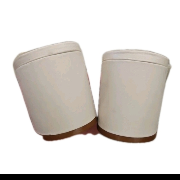 Schutz Womens Ivory Enola Mid Block Sandal With Gold Buckle 10 - Picture 5 of 14